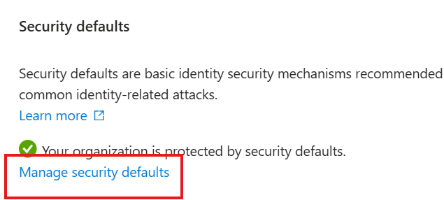 Disable Security Defaults